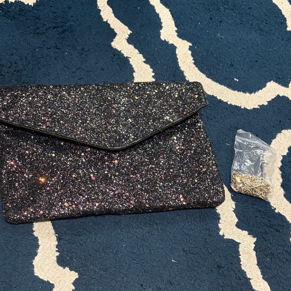 Sparkly Black Clutch with Chain